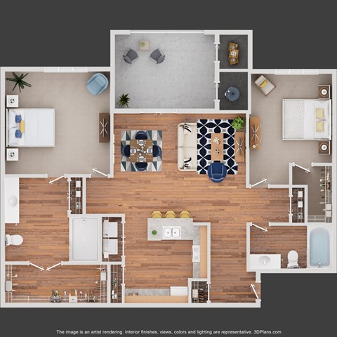 Ellington Floor Plan at Sylvia at South Broadway 55+ Apartments, Joshua, TX